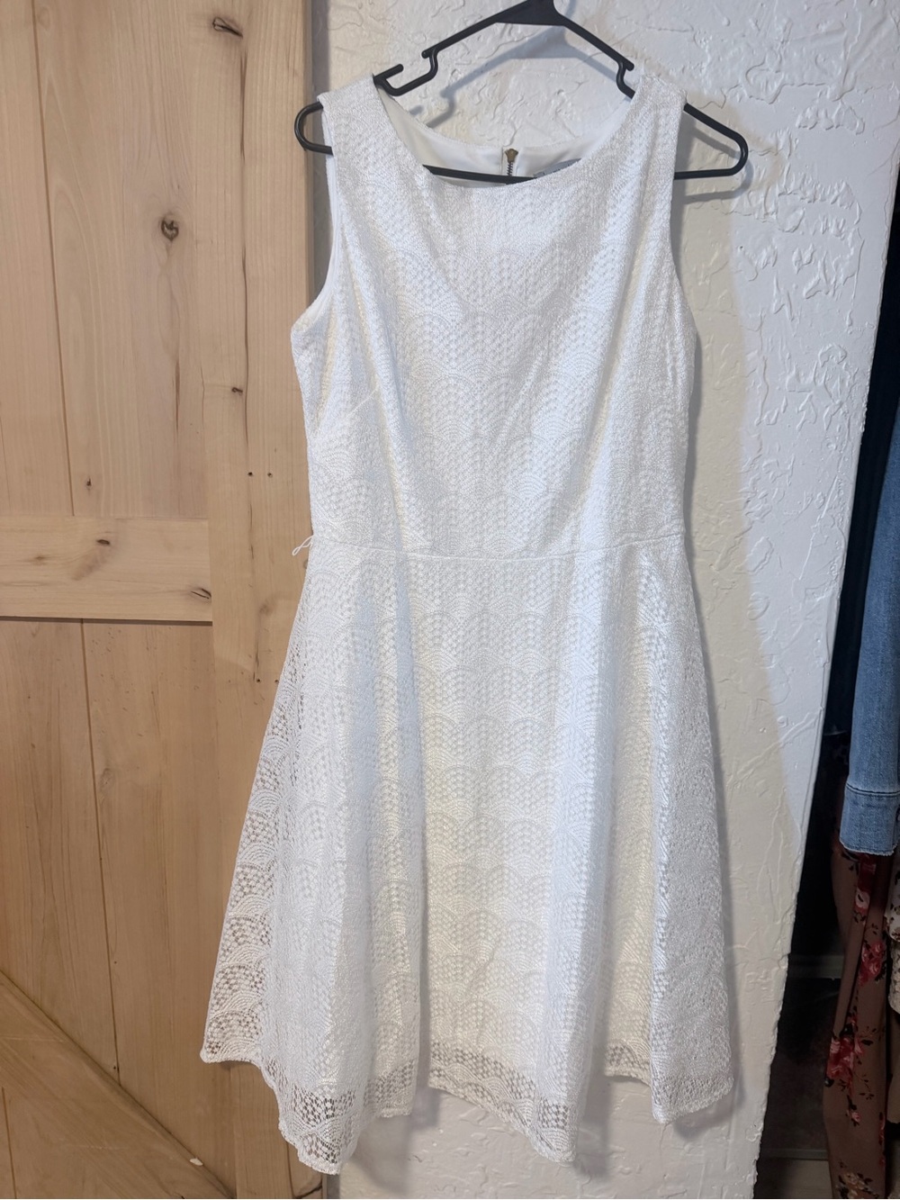 Danny & Nicole White Lace Midi Fit-and-Flare Dress